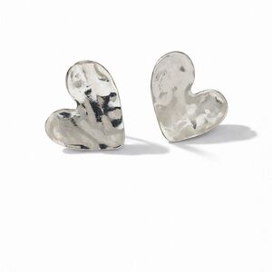 New! Bloom Social Silver Hammered Gold Heart Earrings (2006) NWOT